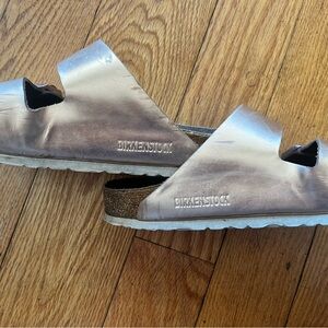 Birkenstock Shiny  Metallic Copper Arizona Slides
